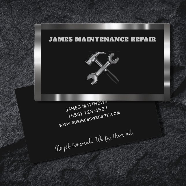 Handyman Maintenance Repair Service Metal Business Card (Creator Uploaded)