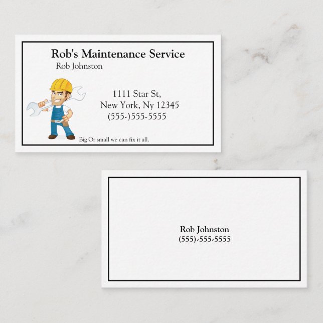 Handyman Maintenance Repar man  Business Card (Front/Back)