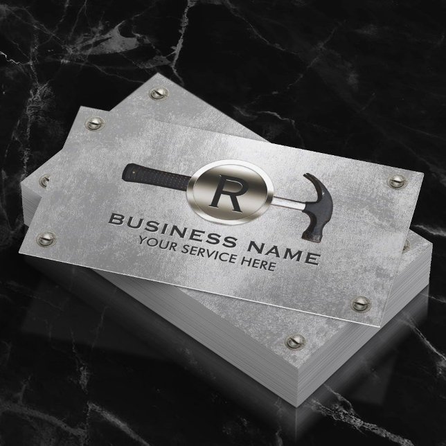Handyman Maintenance Services & Repairs Faux Metal Business Card (Creator Uploaded)