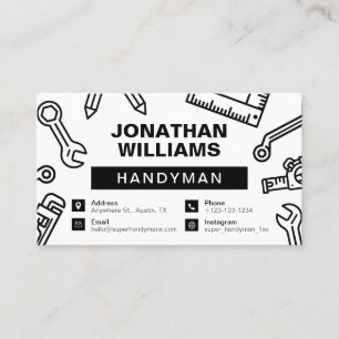 Handyman, Minimal & Modern, Black & White Business Card