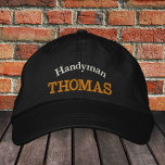 HANDYMAN "name" embroidered baseball cap / gold<br><div class="desc">Embroidered Hats: Classic golden / black fashion baseball cap with text "HANDYMAN" & your "name" for the worlds best handyman,  repairs master,  fix it all / business hats</div>