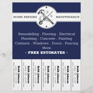 Handyman Navy Modern Professional Construction Flyer