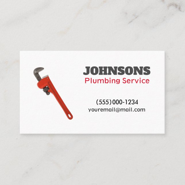 Handyman Plumber Wrench Maintenance Service Business Card (Front)