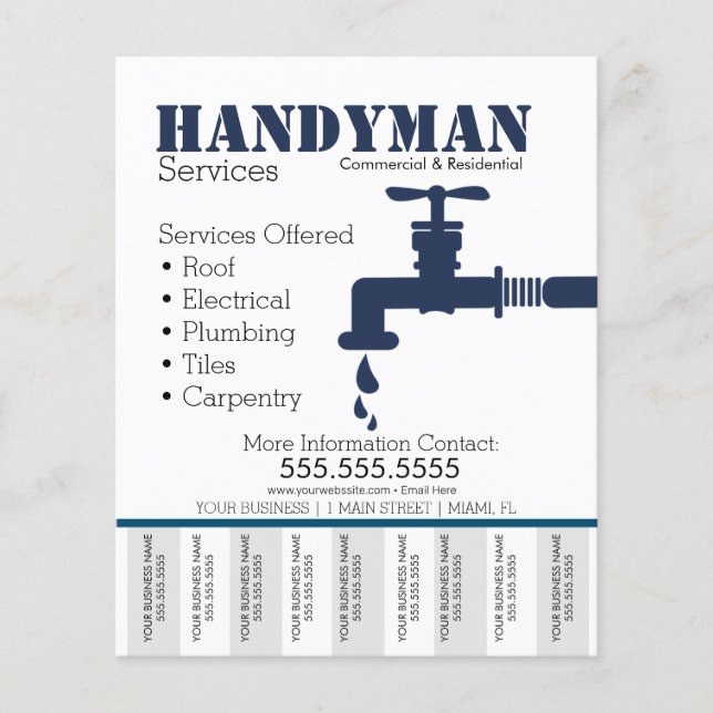 Handyman Plumbing Services Tear Off Photo Flyer (Front)