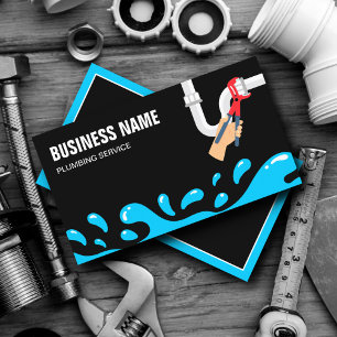 Handyman Plumbing Water Pipe Black Plumber Business Card