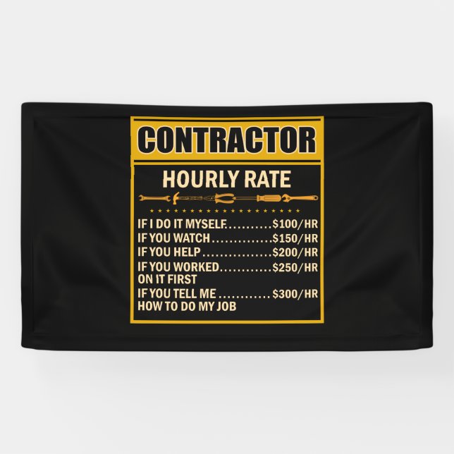 Handyman Price Chart Contractor Hourly Rate Labor Banner (Horizontal)