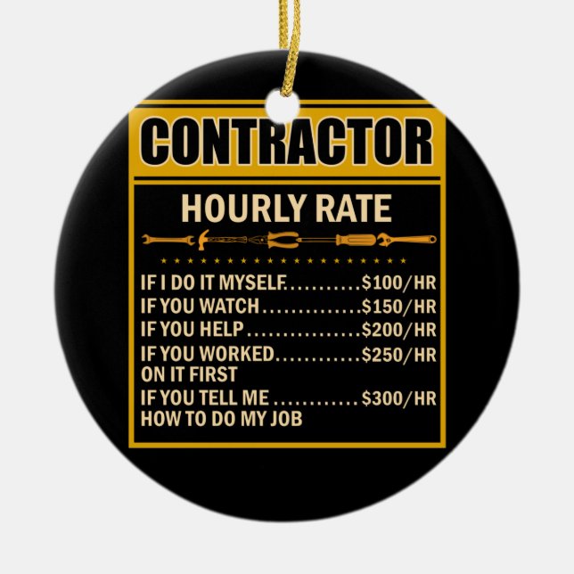 Handyman Price Chart Contractor Hourly Rate Labour Ceramic Ornament (Front)