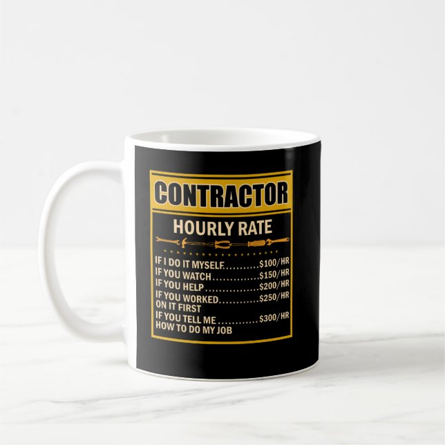 Handyman Price Chart Contractor Hourly Rate Labour Coffee Mug (Left)