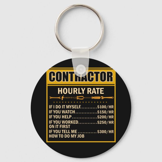 Handyman Price Chart Contractor Hourly Rate Labour Key Ring (Front)