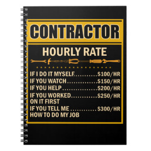 Handyman Price Chart Contractor Hourly Rate Labour Notebook