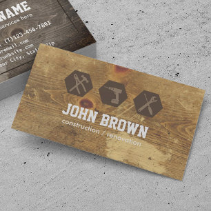 Handyman Professional Construction Carpentry WOOD Business Card