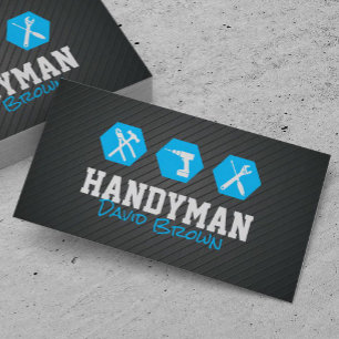 Handyman Professional House Repair Blue Metal Business Card