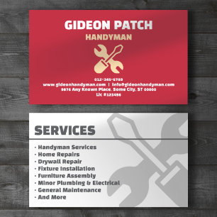 Handyman Professional Red Business Card