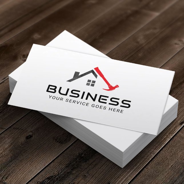 Handyman Red Hammer House Repair Service  Business Card (Creator Uploaded)