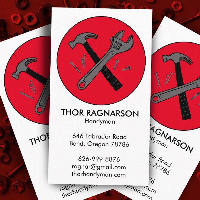 Handyman Repair Construction Wrench Hammer Cool  Business Card (Handyman Repair Construction Wrench Hammer Cool Business Card
)