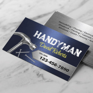 Handyman Repair & Maintenance Navy Blue Metal Business Card