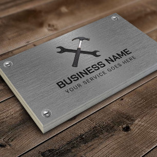 Handyman Repair Maintenance Service Faux Metal Business Card