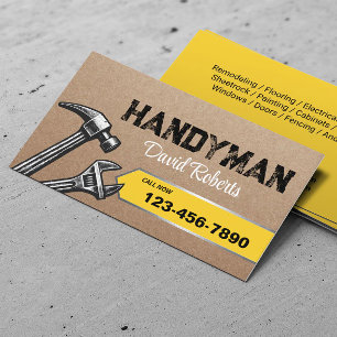 Handyman Repair Maintenance Service Vintage Kraft Business Card