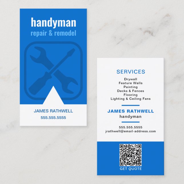 Handyman Repairs Remodel | QR Code Business Card (Front/Back)