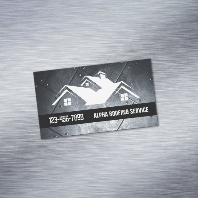 Handyman Roof Repair Construction Roofer Roofing  Magnetic Business Card (In Situ)