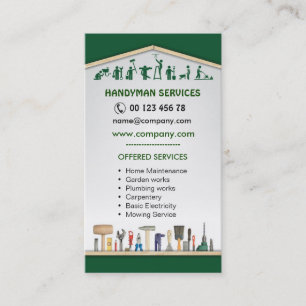 Handyman services, home maintenance business card