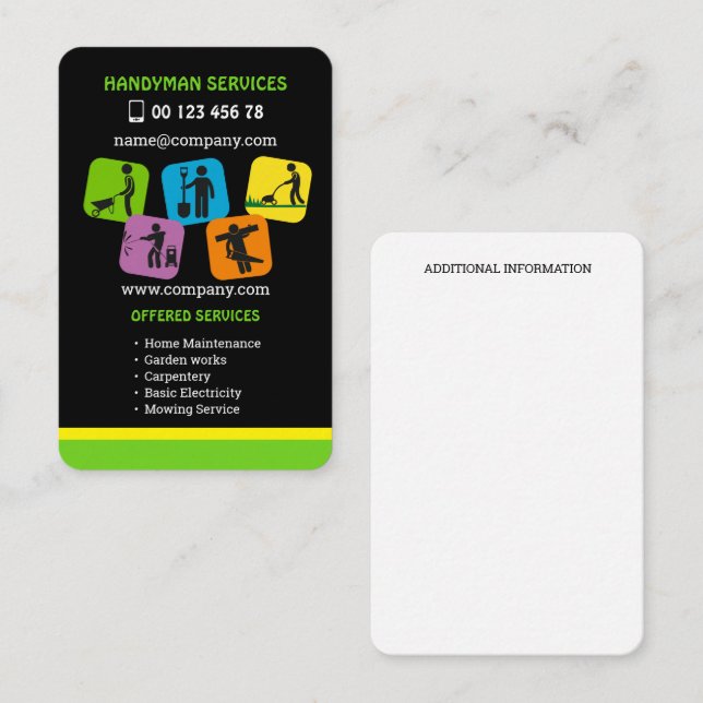 Handyman services, home maintenance business card (Front/Back)