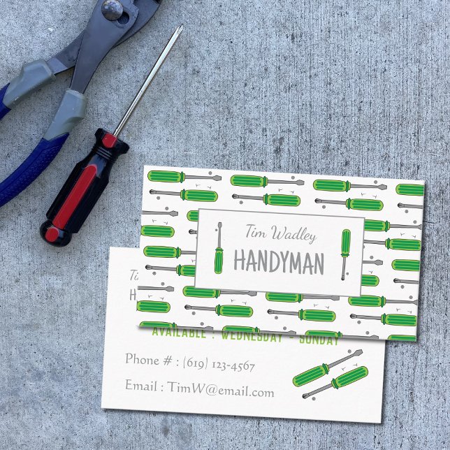 Handyman Services White Business Cards with Tools (Creator Uploaded)
