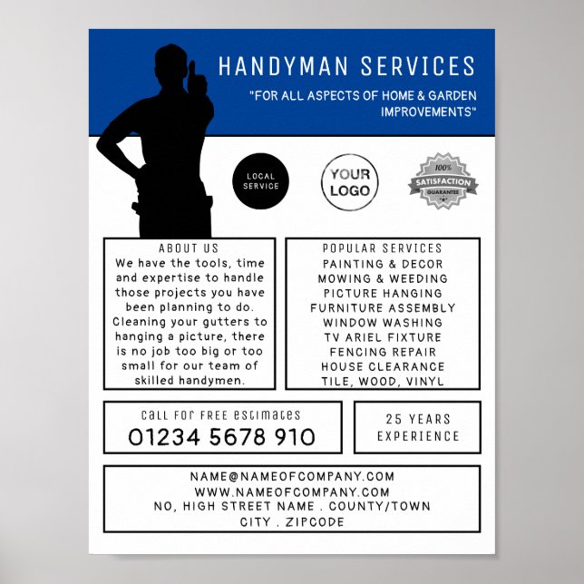 Handyman Silhouette Advertising Poster (Front)