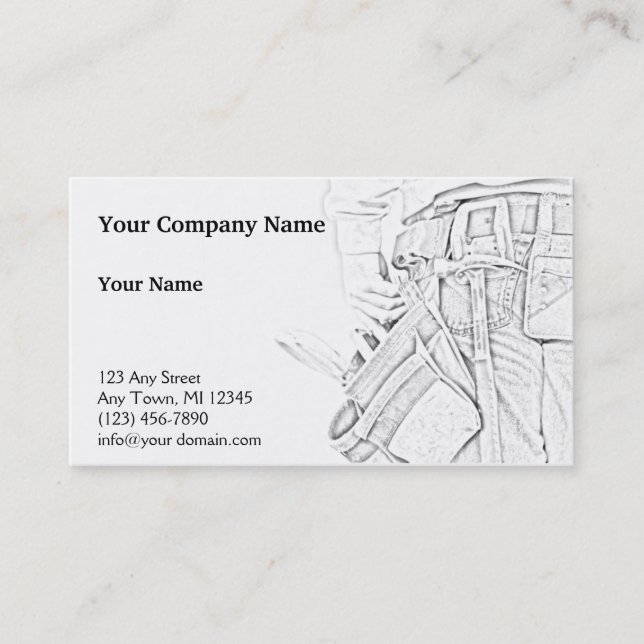 Handyman Sketch in Black and White Business Card (Front)