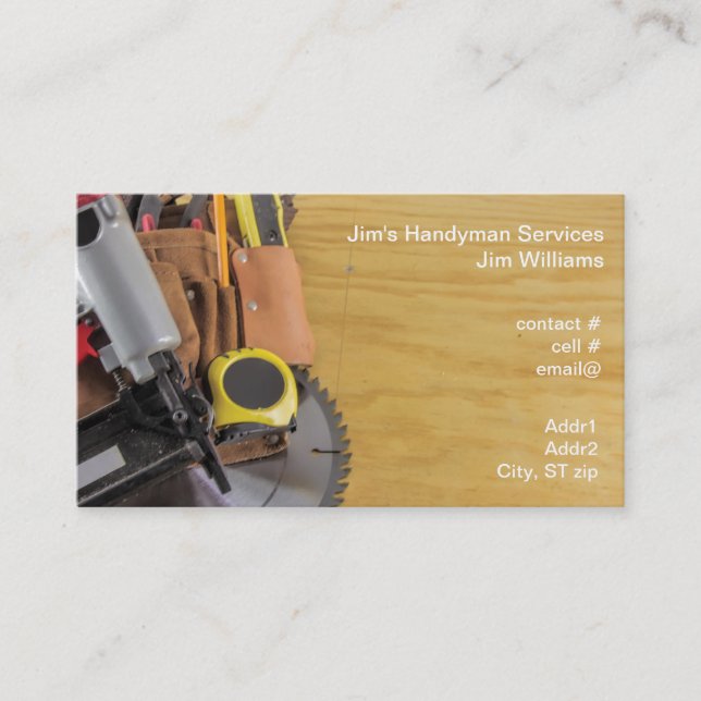 Handyman tool bag business card (Front)