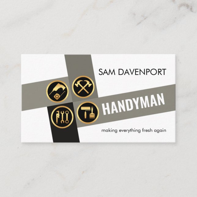 Handyman Tool Crisscross Layer Business Card (Front)