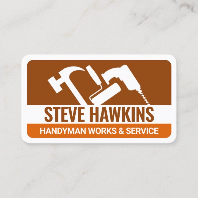 Handyman Tools Brown Layers Remodeling Business Card (Front)