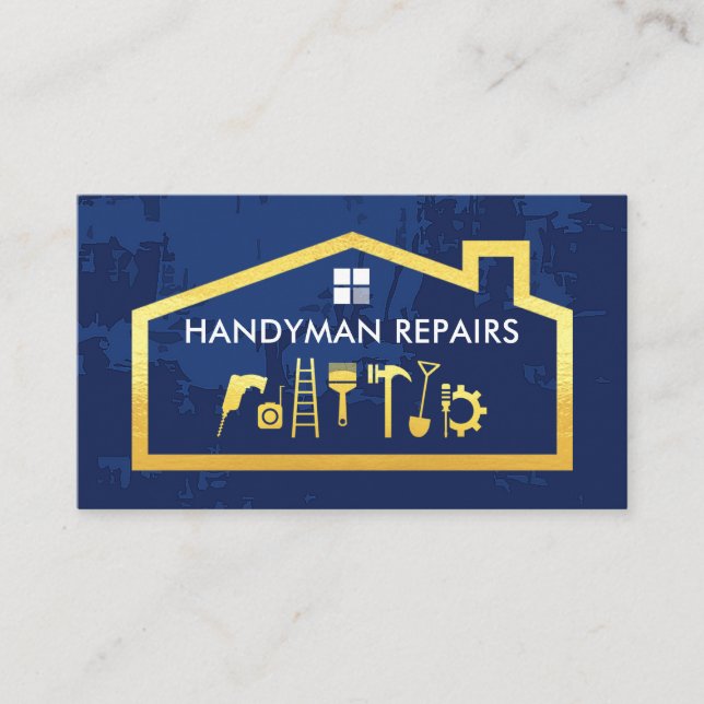 Handyman Tools Gold Building Frame Business Card (Front)