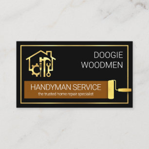 Handyman Tools Home In Gold Frame Business Card
