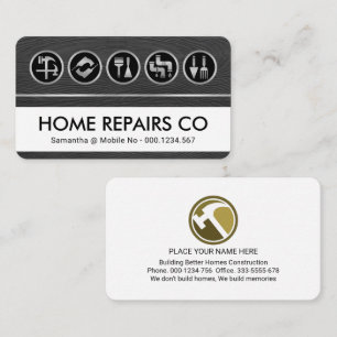 Handyman Tools Icon On Timber Wood Grain Business Card