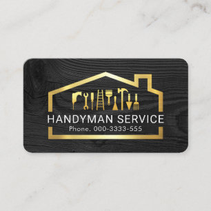 Handyman Tools In Gold Building Frame Business Card