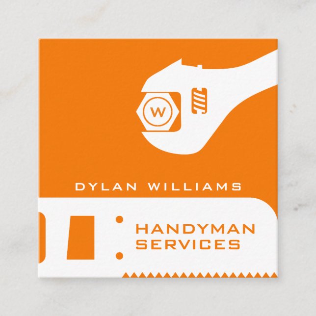 Handyman tools inspired modern square business card (Front)