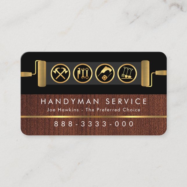 Handyman Tools On Brush Paint Layer Business Card (Front)