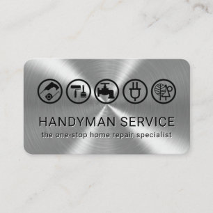 Handyman Tools On Silver Metallic Layer Business Card