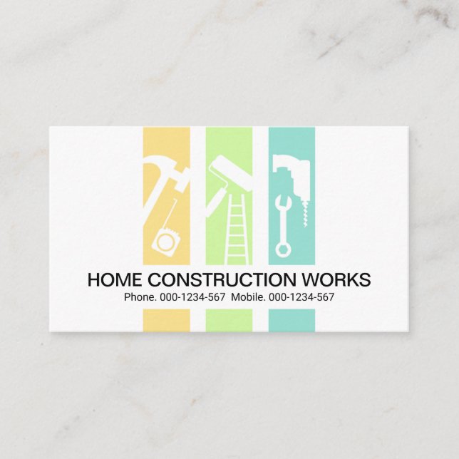 Handyman Tools Panel Contractor Business Card (Front)