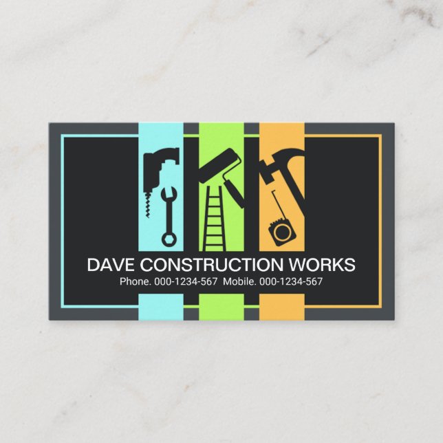 Handyman Tools Panel Frame Contractor Business Card (Front)