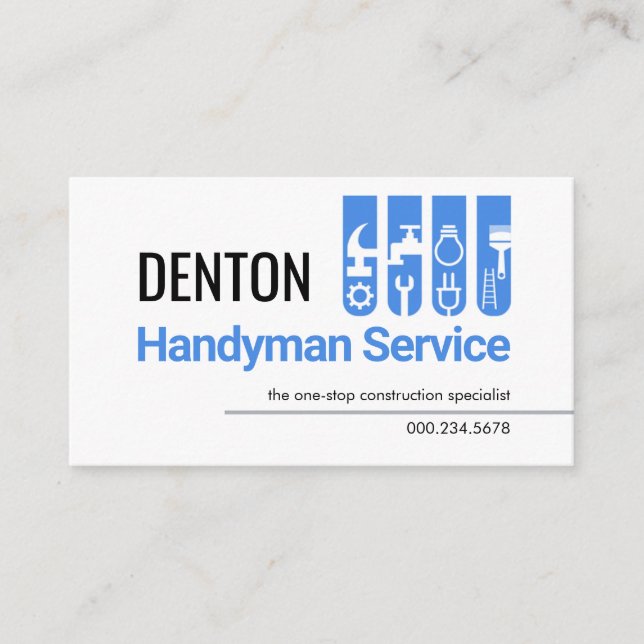 Handyman Tools Tab Building Business Card (Front)