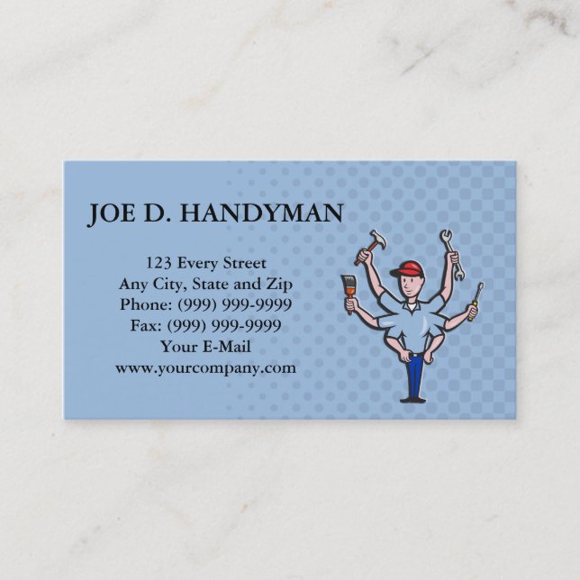 Handyman Tradesman Carpenter Mechanic Plumber Cart Business Card (Front)