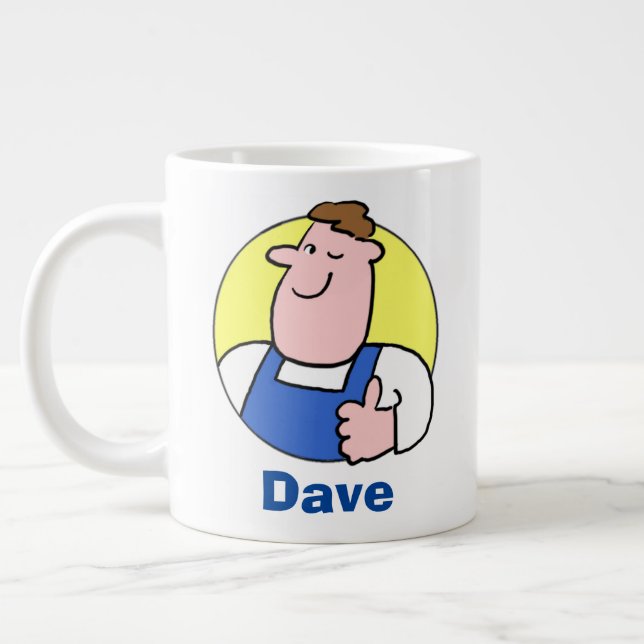 Handyman Tradesman with Name Large Coffee Mug (Left)