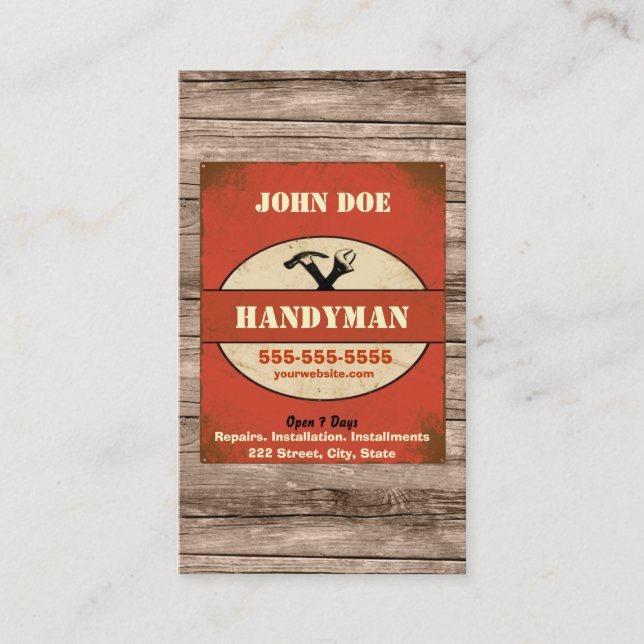 Handyman Vintage Business Card (Front)