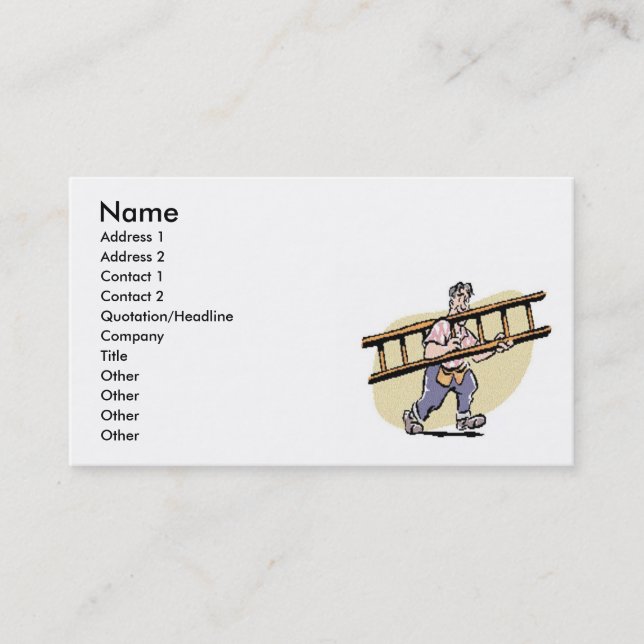 Handyman With Ladder Business Card (Front)