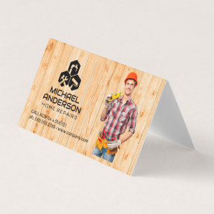 Handyman with Tool Belt   Home Repairs Business Card