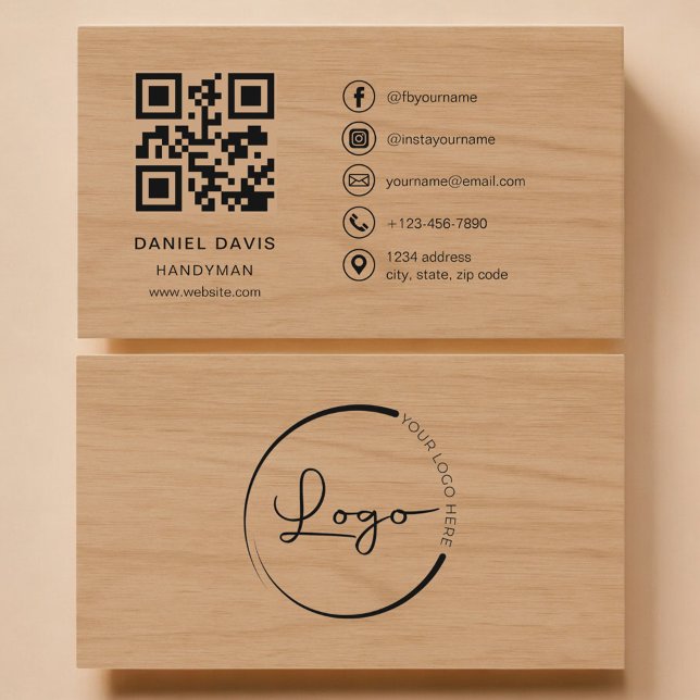 Handyman Wood Professional QR Code Business Card (Creator Uploaded)