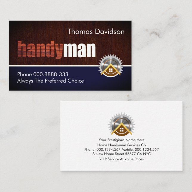 Handyman Wood Signage Business Card (Front/Back)