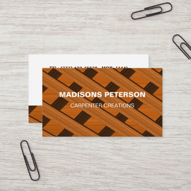 handyman Wooden timber Carpentry Construction  Business Card (Front/Back In Situ)